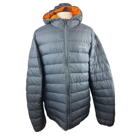 Eddie Bauer CirrusLite Down Hooded Jacket Zip Dark Blue Puffer Men's Size XL - Picture 4 of 15